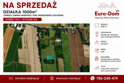 Działka 1500m2 z domkiem gm. Kampinos