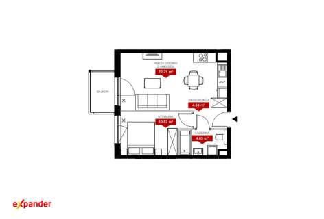 2 pokoje 41,7 m Balkon Odbiór sierpień