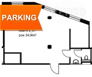 Biuro 64 mkw. open space, miejsce parking.