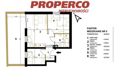 Mieszkanie 2pok., parter, 40,35m2, Kielce, Czarnów