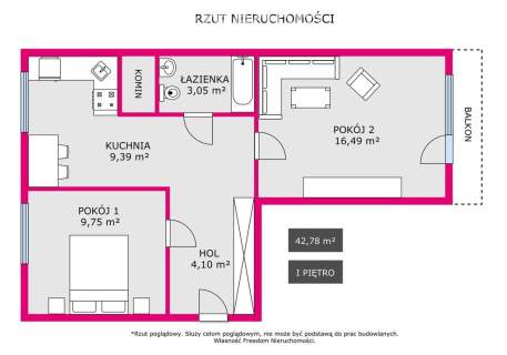 Dwa pokoje Balkon Bytków