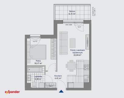 2 pokoje na 4. piętrze Balkon 6 m Odbiór w tym roku