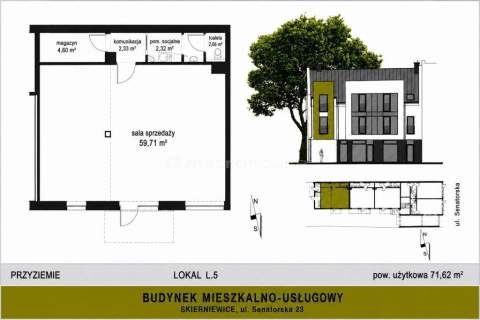 Do wynajęcia lokal użytkowy 72m2 w centrum miastam