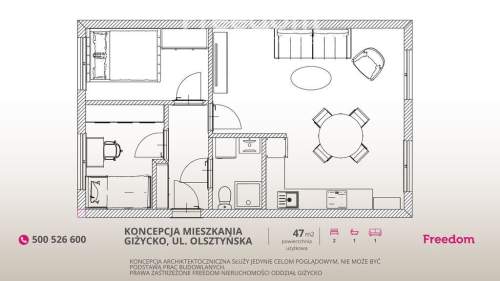 3 pokoje w centrum Giżycka Balkon