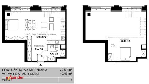 Pięknie doświetlony loft 53 m 19 m antresoli bez pro