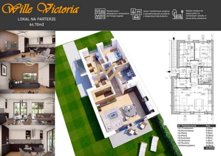 Ostatnie mieszkanie 3pok., 64,7m2, ogród, 2 miejsca postojowe...