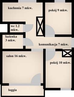 Mieszkanie 54 mkw. 3 pokoje Ustronie Radom loggia 