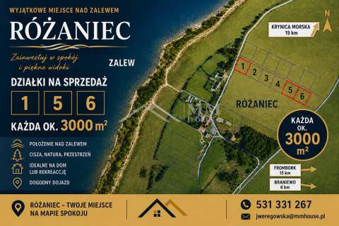 Działki 3000 m nad Zalewem Wiślanym .