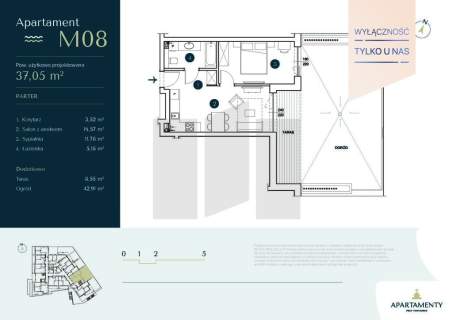 Apartament M08 - Kameralne wnętrze, duży ogród