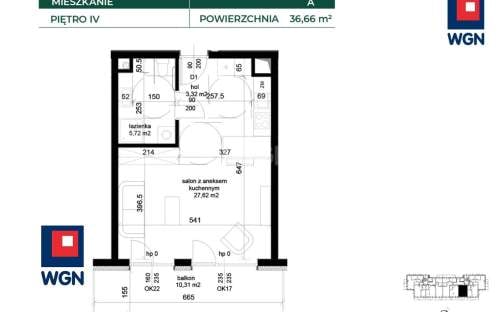 Mieszkanie na sprzedaż, 36,66 m2, Łęczna