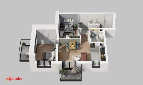 57m2/3 pokoje/2 balkony/Grunwald