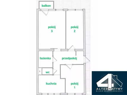 Mieszkanie z widokami, 48m2, 3 pokoje, rozkładowe