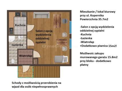 Mieszkanie / biuro / salon 36m2 - Parter GARAŻ