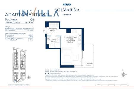 Apartament inwestycyjny 26,19 m Sol Marina