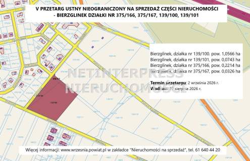 V przetarg na sprzedaż terenu w Bierzglinku