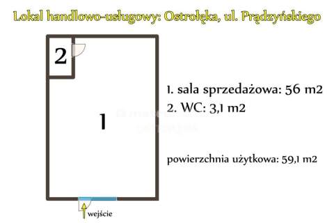 Ostrołęka lokal 59,1 m2, parter, duży ruch
