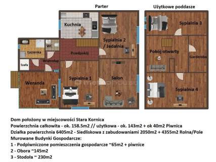 Siedlisko z domem po remoncie i budynkami 6405m2 
