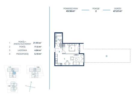 Gotowa inwestycja - 43m2 2pok ogródek