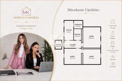 Mieszkanie inwestycyjne 77 m2 3 pokoje Parter Bezczynszowe