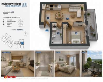 Apartament 2 pokoje z windą duży balkon