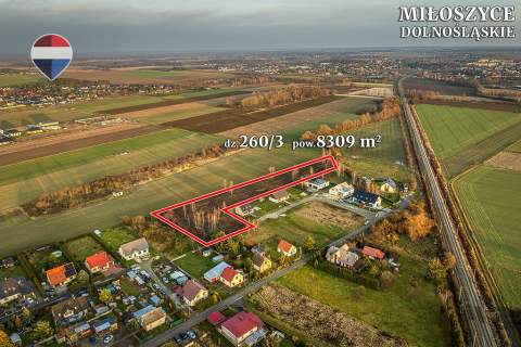 Działka inwestycyjna 8309 m z MPZP koło Wrocławia