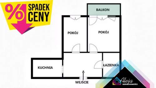 2 pokojowe mieszkanie na 2 piętrze.Północ B
