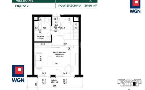 Mieszkanie na sprzedaż, 36,66 m2, Łęczna