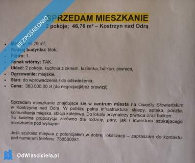 Mieszkanie w centrum Kostrzyna nad Odrą