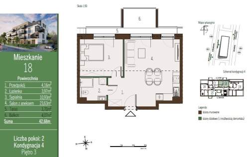 Nowe 2 pokoje, balkon, 42,68 m2 Osiedle Świerkowa