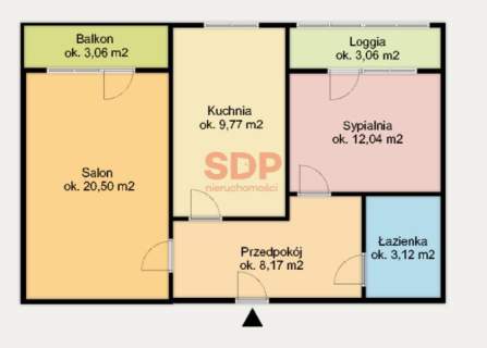 2 pokoje w rozkładzie 54,59 m2 Centrum Dwa balkony