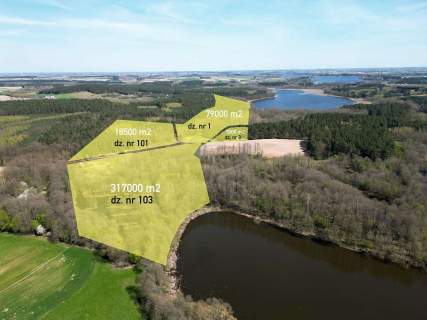Działka z linią brzegową jeziora.