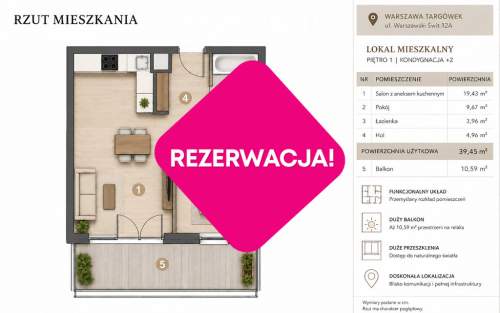 Nowe 2 pokoje Duża loggia 10,59 m Targówek