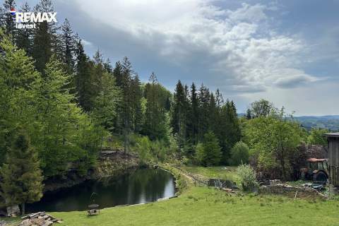 Istebna widokowa działka 6600 m z domem, stawem