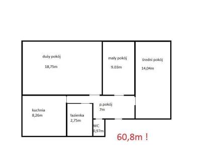 Mieszkanie na sprzedaż, 60,8 m2, Toruń