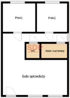 LOKAL USŁUGOWY, 3 pomieszczenia, dwa wejścia