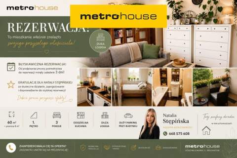 3 pokoje 60 m Binków Duża loggia
