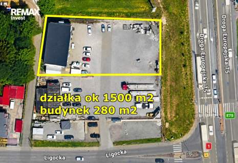 Budynek plac przy DK75 biznes, który widać