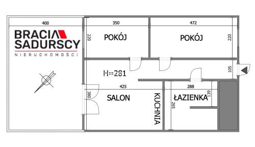 3 pok 44m2 Opatkowice z gródkiem i klimatyzacją