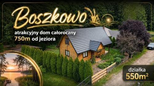 NOWOŚĆ - całoroczny, atrakcyjny dom - Boszkowo -nad jeziorem