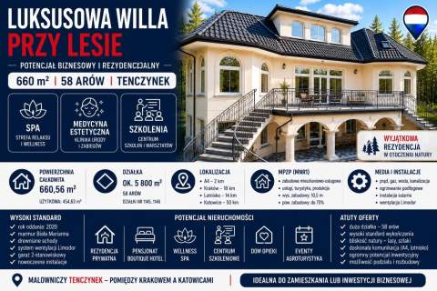 Willa na dużej działce przy lesie.