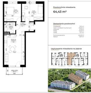 Gotowe do zamieszkania 3 pokoje 64,43 m2 Klimatyzacja Winda