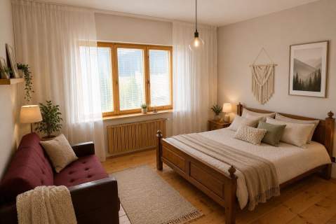 Dom w centrum Czarnej Góry z widokiem na Tatry