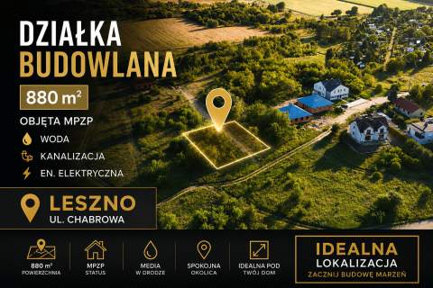 SPRZEDAŻ -- działka 880m2 z mediami -- Leszno - ul. Chabrowa