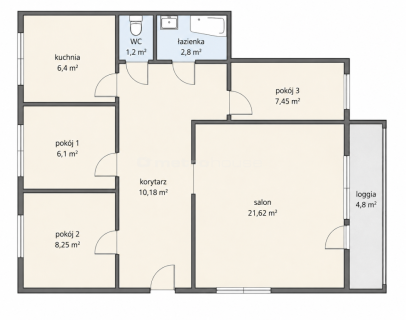 Komfortowe 64 m Loggia Parter