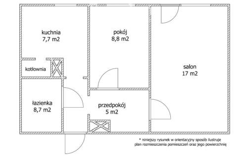 Dwupokojowe mieszkanie w centrum wsi