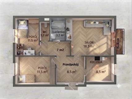 Metro Ursynów, 3 pokoje 63m Ciche balkon,