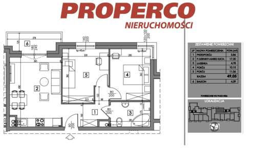 Mieszkanie 3 pok., 48,56 m2, ul. Żeromskiego