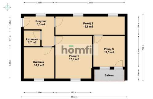 3 pokoje Kamienica Balkon Arciszewskiego