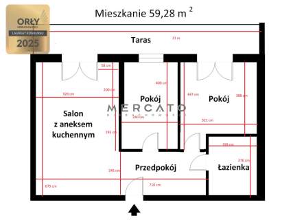 3 pokojowe o pow. 59,28 m2, ul. Pirenejska.