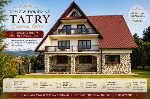 Dom w centrum Czarnej Góry z widokiem na Tatry